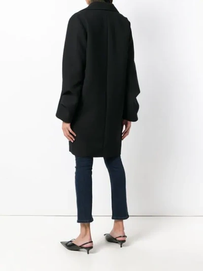 Shop Victoria Victoria Beckham Ruffled Coat In Black