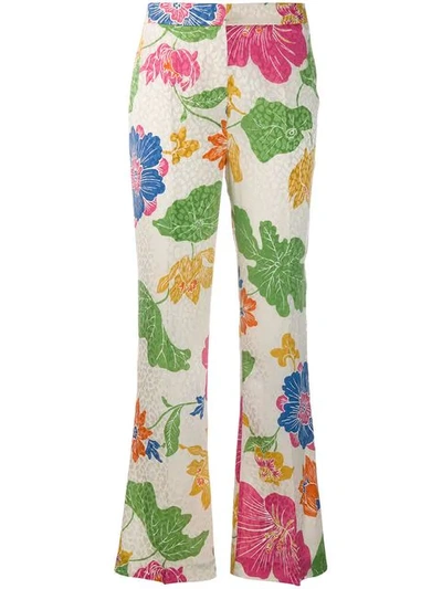 ETRO FLORAL PRINT FLARED TROUSERS - 白色