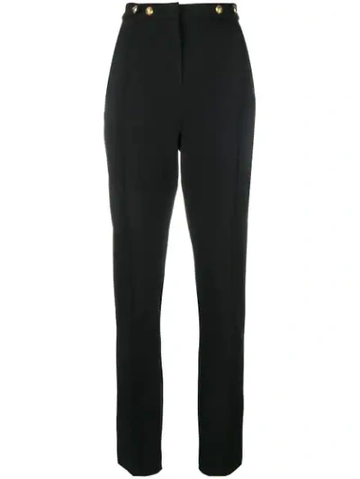 Shop Pinko Straight Button Trim Trousers In Black