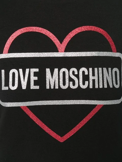 Shop Love Moschino Heart-embellished T-shirt Dress In Black