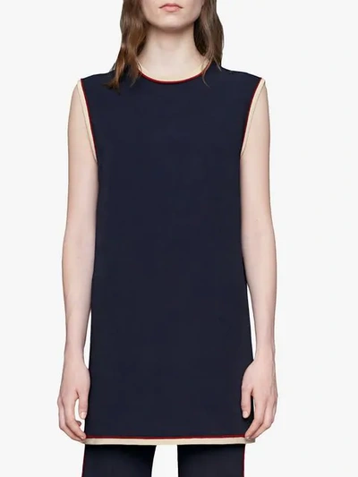 Shop Gucci Stretch Viscose Tunic Top In Blue