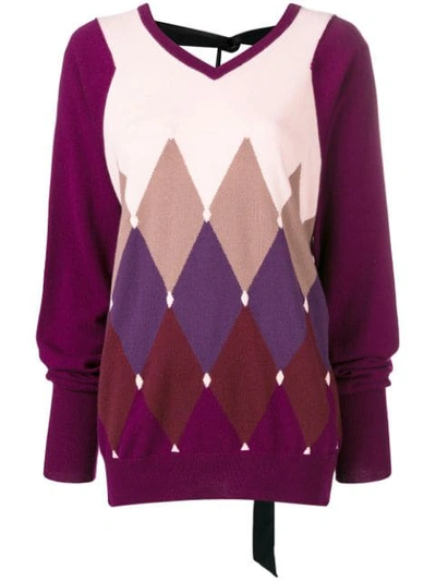 Shop Ballantyne Diamond Knit Sweater In 00001 Purple