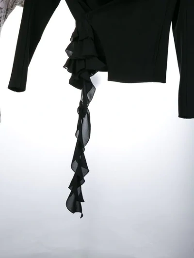 Shop Patrizia Pepe Ruffled Detailing Blazer - Black