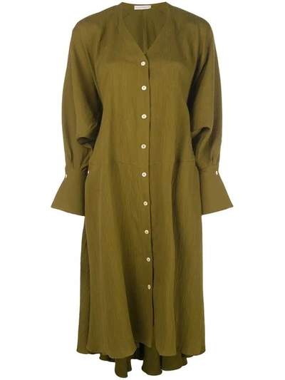 Shop Palmer Harding Oversized Midi Shirt Dress In Green