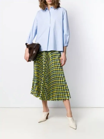 Shop Joseph Pleated Check Skirt In Yellow