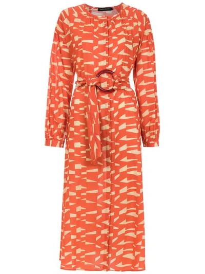Shop Andrea Marques Midi Printed Dress - Orange