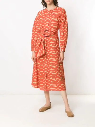 Shop Andrea Marques Midi Printed Dress - Orange