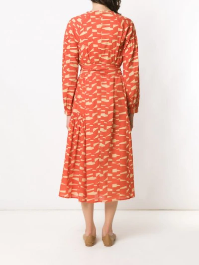 Shop Andrea Marques Midi Printed Dress - Orange