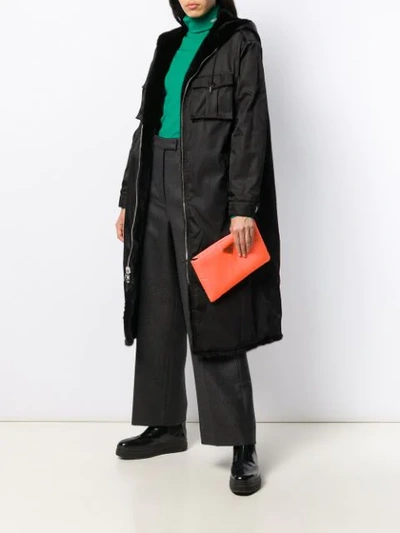 Shop Prada Fur Lined Parka Coat In Black