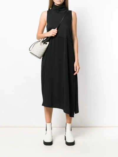 Shop Y's Roll Neck Asymmetric Dress In Black
