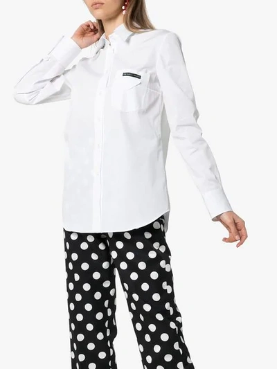 Shop Prada Cut-out Detail Long-sleeved Cotton Shirt In White
