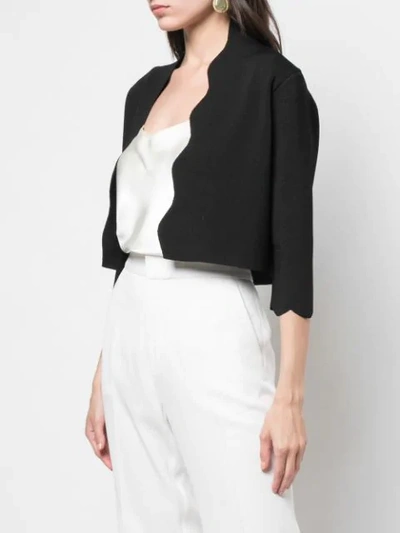 Lela Rose Scallop-trimmed Knit Bolero In Black
