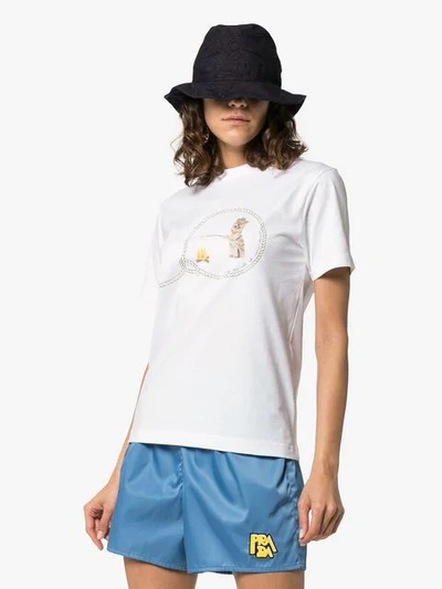 Shop Ganni Harris Cowboy Cat Print T-shirt In White