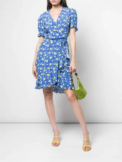 Shop Diane Von Furstenberg Floral Print Wrap Dress In Blue