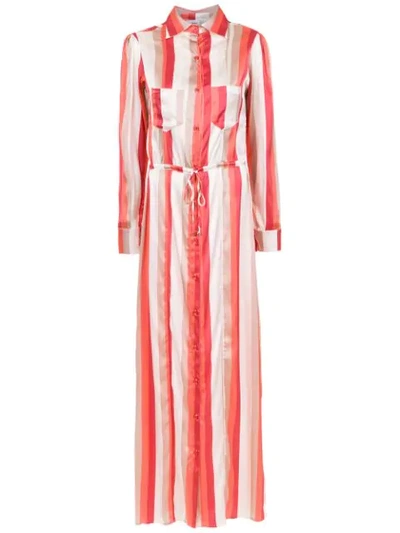 Shop Amir Slama Silk Beach Dress In Multicolour