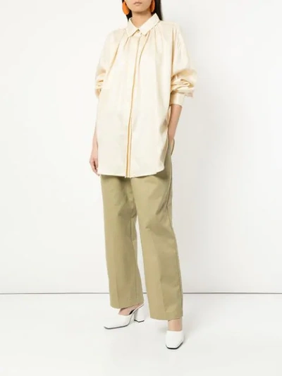 Shop Walk Of Shame Balloon Sleeve Shirt In Neutrals