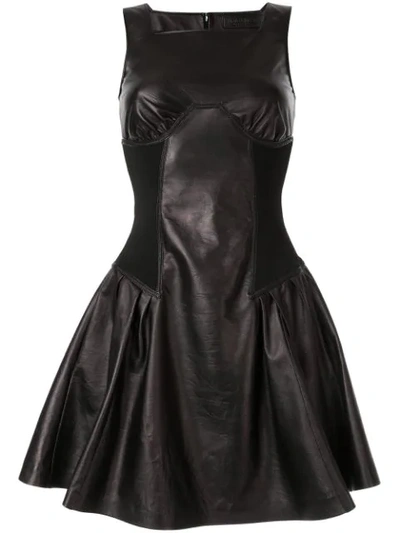 Shop Neil Barrett Leather Mini Dress In Black