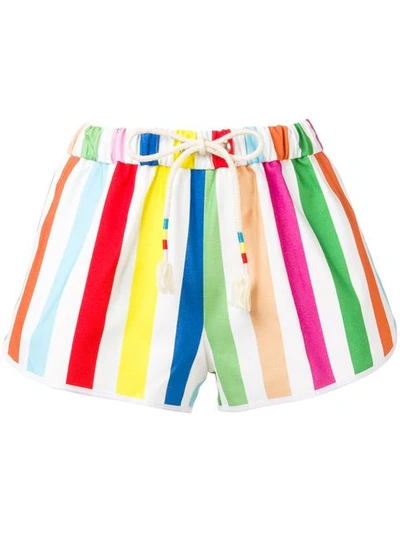 Shop Mira Mikati Rainbow Striped Shorts In White