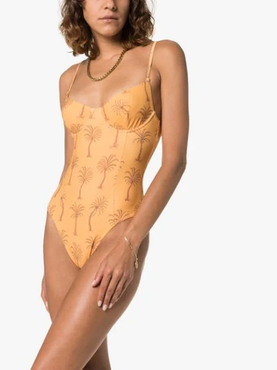 Shop Onia Isabella Palm Tree Print Swimsuit In Orange