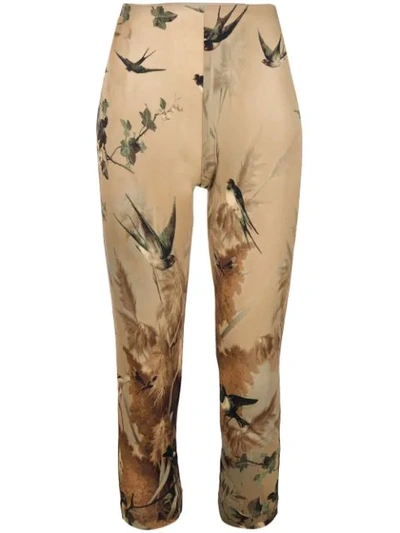 Pre-owned Jean Paul Gaultier Vintage Nature Print Cropped Leggings In Beige