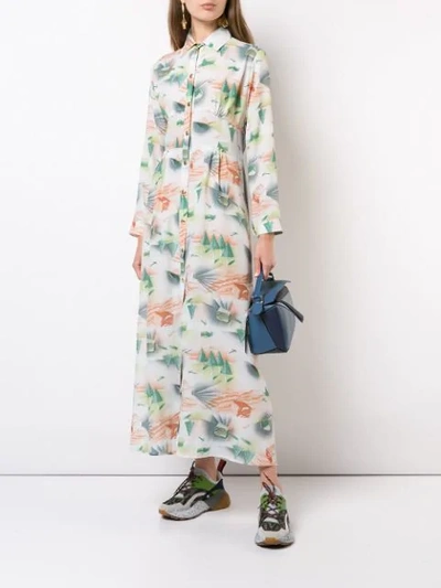 Shop Loewe Printed Shirt Dress In Multicolour