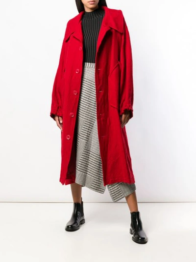 Y's Red Wool Coat In Red