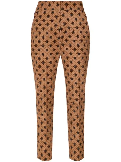 Shop Andrea Marques Printed Straight Trousers In Est Rosa Dos Ventos Capuccino