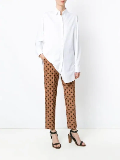Shop Andrea Marques Printed Straight Trousers In Est Rosa Dos Ventos Capuccino