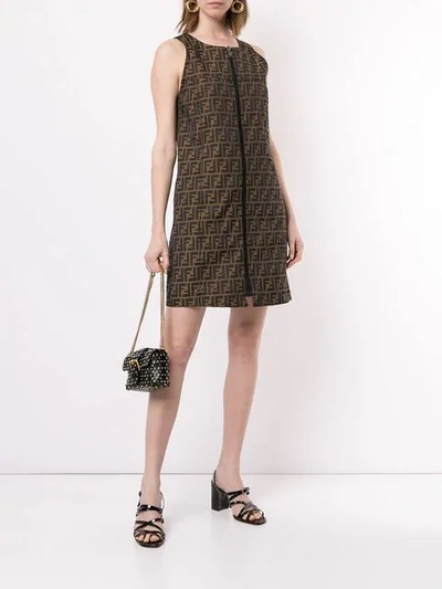 Pre-owned Fendi Reversible Shift Dress In Brown