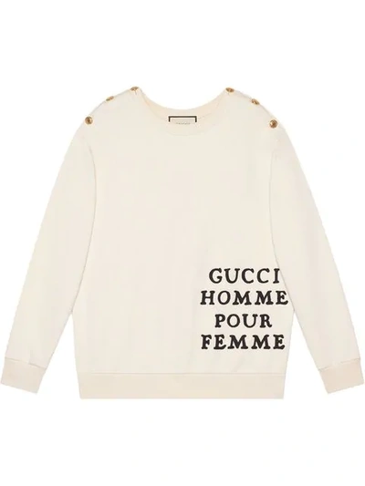 Shop Gucci Homme Pour Femme Print Sweatshirt In White