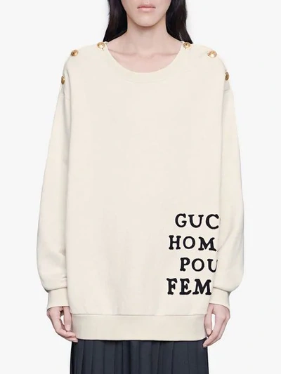 Shop Gucci Homme Pour Femme Print Sweatshirt In White