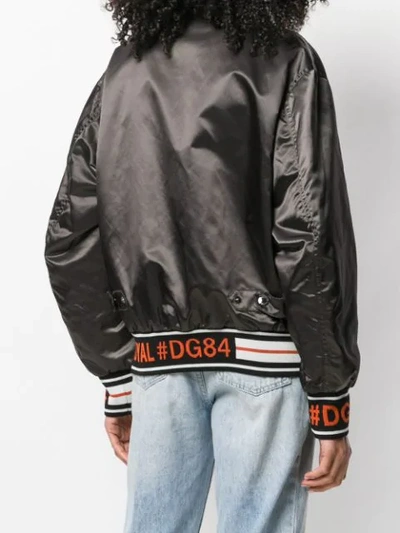 Shop Dolce & Gabbana Appliquéd Satin Bomber Jacket In Grey