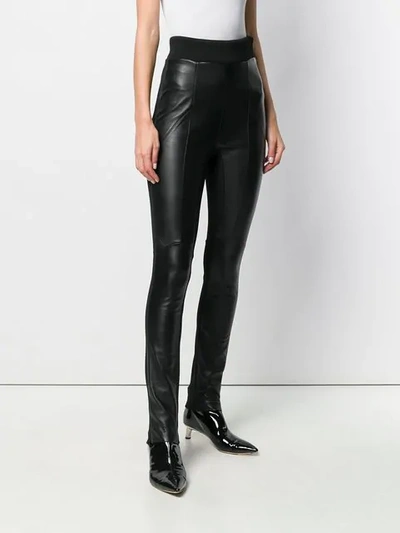 Shop Pinko Leather Skinny Trousers In Black