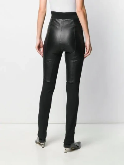 Shop Pinko Leather Skinny Trousers In Black