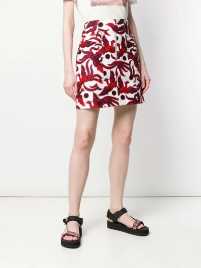 Shop Kenzo High Waist Skirt In White ,red