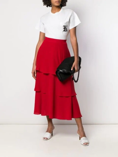 Shop Stella Mccartney Tiered Maxi Skirt In Red