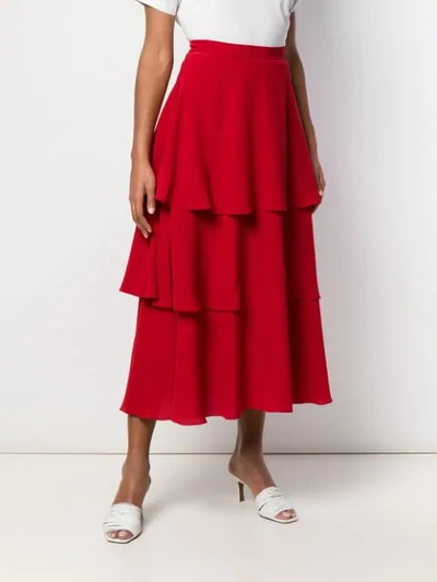 Shop Stella Mccartney Tiered Maxi Skirt In Red