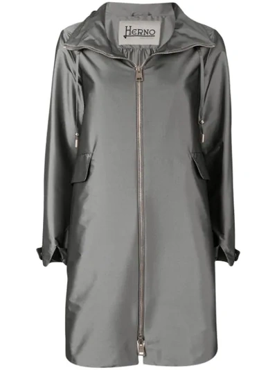 Shop Herno Hooded Coat In Grey