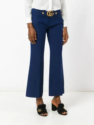 Shop Gucci Cropped Trousers - Blue