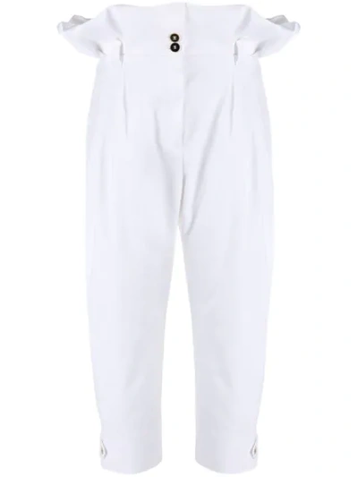 Shop Dolce & Gabbana Paper-bag Tailored Trousers In White