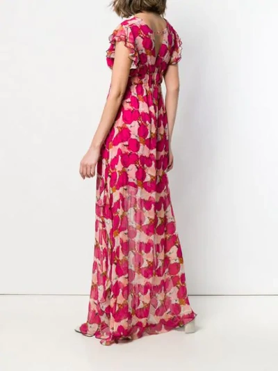 PINKO FLORAL FLARED MAXI DRESS - 粉色