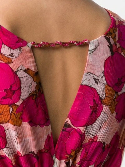 PINKO FLORAL FLARED MAXI DRESS - 粉色