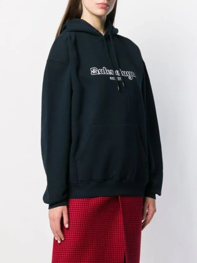 Shop Balenciaga Back Pulled Hoodie In Blue