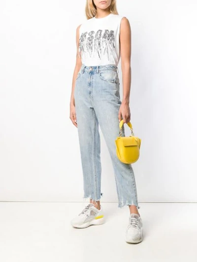 Shop Msgm Sequin Tassel Logo Top In White