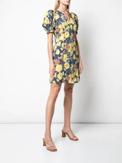 Shop Sea Floral Print Dress In Yellow