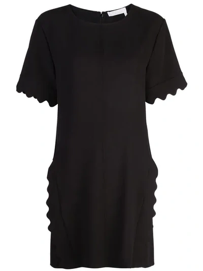 Shop Chloé Scalloped Dress - Black