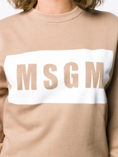 Shop Msgm Box Logo Sweatshirt In Brown