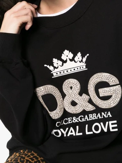 Shop Dolce & Gabbana Crystal Embellished Logo Print Jumper In Black