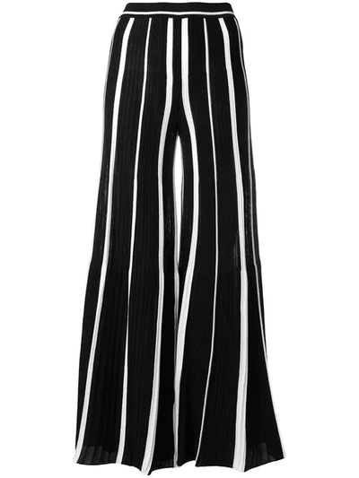 Shop Missoni Striped Wide Leg Trousers In Black