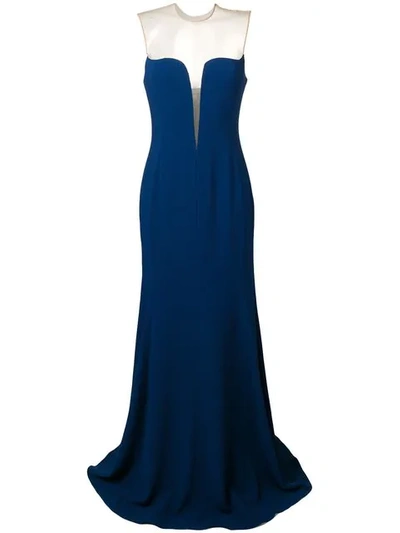 Shop Stella Mccartney Sheer Panelled Long Gown In Blue